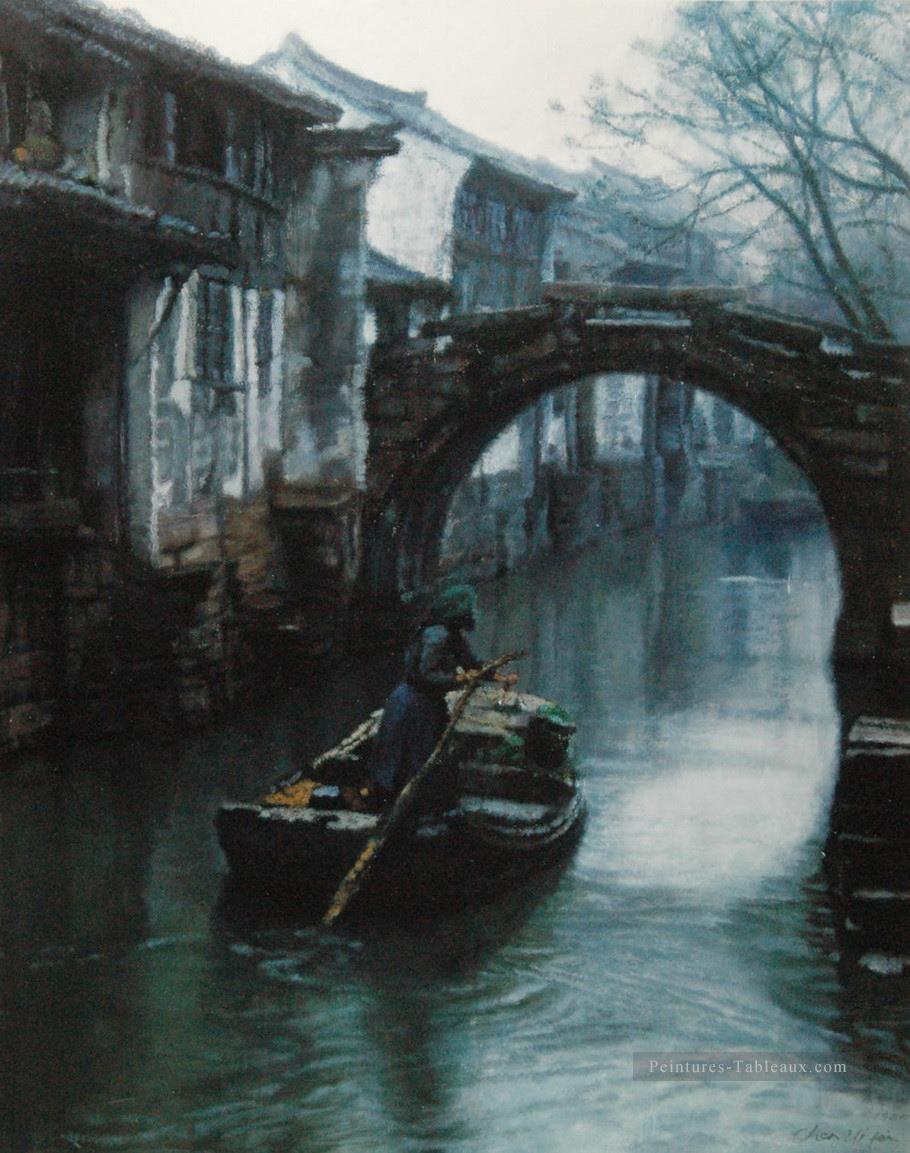 Water Towns Oars Shanshui Paysage chinois Peintures à l'huile
